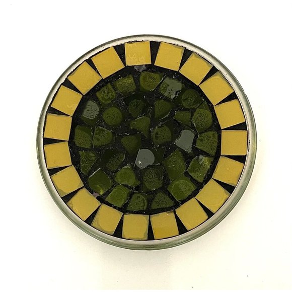 Unbranded Accents Vintage Retro Round Black Gold Green Trivets